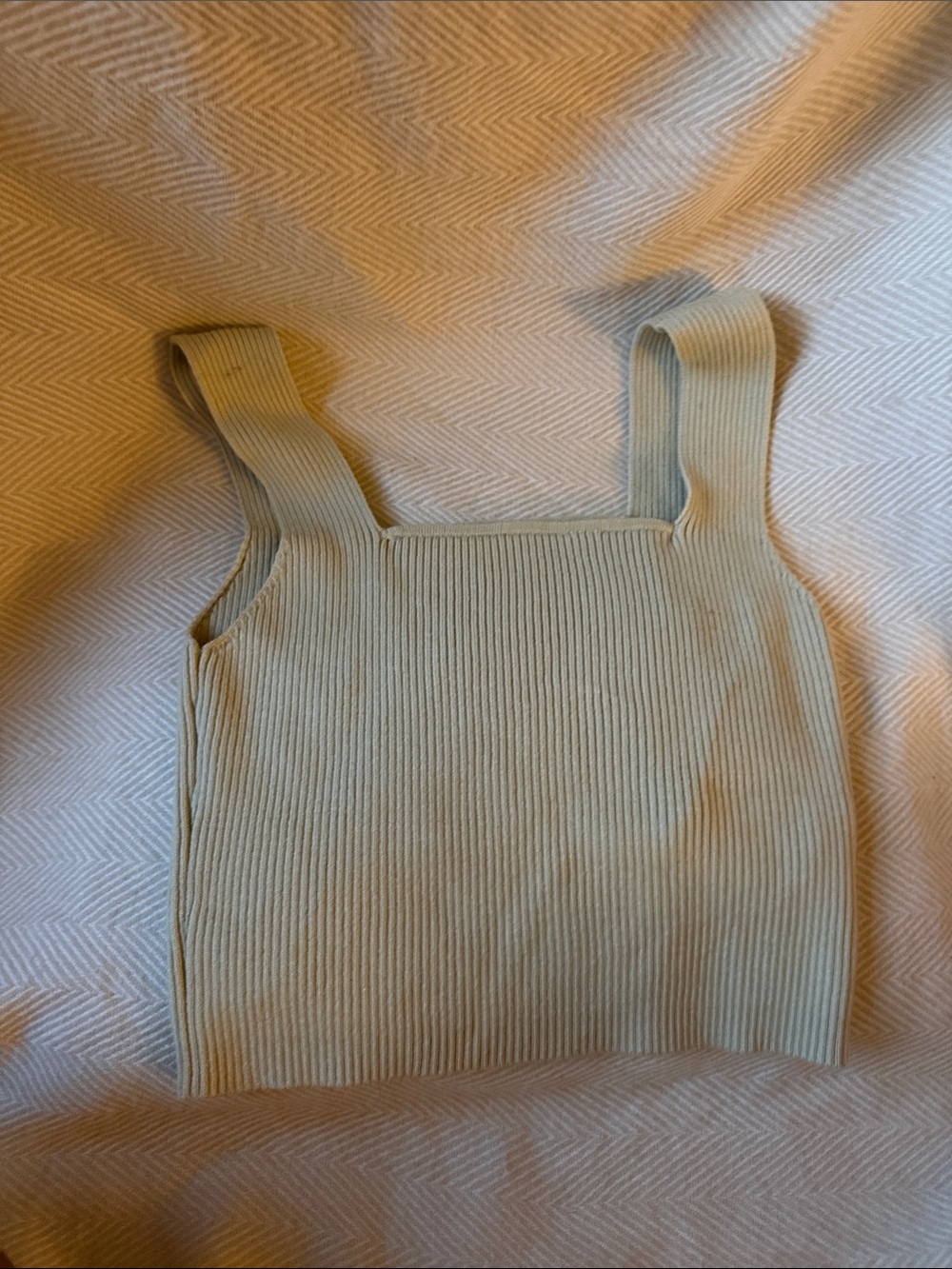SHEIN Ribbed Square-Neck Crop Top in Sage Green